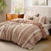 imageBedsure Cooling Duvet Cover Queen Size Cotton ampamp Rayon Derived from Bamboo Blend Duvet Cover Set for Hot Sleepers UltraSoft Breathable ampamp Lightweight Home Bedding for All Seasons White90quotx90quot19  Strip Terracotta No Comforter