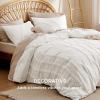 imageBedsure Cooling Duvet Cover Queen Size Cotton ampamp Rayon Derived from Bamboo Blend Duvet Cover Set for Hot Sleepers UltraSoft Breathable ampamp Lightweight Home Bedding for All Seasons White90quotx90quot42  Tufted Beige No Comforter