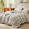 imageBedsure Cooling Duvet Cover Queen Size Cotton ampamp Rayon Derived from Bamboo Blend Duvet Cover Set for Hot Sleepers UltraSoft Breathable ampamp Lightweight Home Bedding for All Seasons White90quotx90quot19  Strip Linen No Comforter