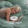 imageBedsure Cooling Duvet Cover Queen Size Cotton ampamp Rayon Derived from Bamboo Blend Duvet Cover Set for Hot Sleepers UltraSoft Breathable ampamp Lightweight Home Bedding for All Seasons White90quotx90quot12  Green No Comforter