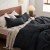 imageBedsure Cooling Duvet Cover Queen Size Cotton ampamp Rayon Derived from Bamboo Blend Duvet Cover Set for Hot Sleepers UltraSoft Breathable ampamp Lightweight Home Bedding for All Seasons White90quotx90quot19  Black No Comforter
