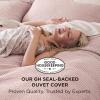 imageBedsure Cooling Duvet Cover Queen Size Cotton ampamp Rayon Derived from Bamboo Blend Duvet Cover Set for Hot Sleepers UltraSoft Breathable ampamp Lightweight Home Bedding for All Seasons White90quotx90quot09  Pink No Comforter