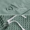 imageBedsure Cooling Duvet Cover Queen Size Cotton ampamp Rayon Derived from Bamboo Blend Duvet Cover Set for Hot Sleepers UltraSoft Breathable ampamp Lightweight Home Bedding for All Seasons White90quotx90quot12  Green No Comforter