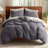 imageBedsure Cooling Duvet Cover Queen Size Cotton ampamp Rayon Derived from Bamboo Blend Duvet Cover Set for Hot Sleepers UltraSoft Breathable ampamp Lightweight Home Bedding for All Seasons White90quotx90quot21  Cooling Charcoal No Comforter