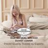 imageBedsure Cooling Duvet Cover Queen Size Cotton ampamp Rayon Derived from Bamboo Blend Duvet Cover Set for Hot Sleepers UltraSoft Breathable ampamp Lightweight Home Bedding for All Seasons White90quotx90quot03  Beige No Comforter
