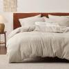 imageBedsure Cooling Duvet Cover Queen Size Cotton ampamp Rayon Derived from Bamboo Blend Duvet Cover Set for Hot Sleepers UltraSoft Breathable ampamp Lightweight Home Bedding for All Seasons White90quotx90quot03  Beige No Comforter