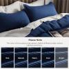 imageBedsure Cooling Duvet Cover Queen Size Cotton ampamp Rayon Derived from Bamboo Blend Duvet Cover Set for Hot Sleepers UltraSoft Breathable ampamp Lightweight Home Bedding for All Seasons White90quotx90quot17  Navy No Comforter