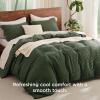 imageBedsure Cooling Duvet Cover Queen Size Cotton ampamp Rayon Derived from Bamboo Blend Duvet Cover Set for Hot Sleepers UltraSoft Breathable ampamp Lightweight Home Bedding for All Seasons White90quotx90quot21  Cooling Olive Green No Comforter