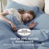 imageBedsure Cooling Duvet Cover Queen Size Cotton ampamp Rayon Derived from Bamboo Blend Duvet Cover Set for Hot Sleepers UltraSoft Breathable ampamp Lightweight Home Bedding for All Seasons White90quotx90quot16  Grey Blue No Comforter