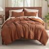 imageBedsure Cooling Duvet Cover Queen Size Cotton ampamp Rayon Derived from Bamboo Blend Duvet Cover Set for Hot Sleepers UltraSoft Breathable ampamp Lightweight Home Bedding for All Seasons White90quotx90quot21  Cooling Burn Orange No Comforter