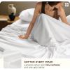 imageBedsure Cooling Sheets Rayon Derived from Bamboo ampamp Cotton Blend GentleSoft Breathable Queen Sheet Set Deep Pocket Up to 18 Inches Hotel Luxury Bedding for Hot Sleepers GreyWhite