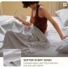 imageBedsure Cooling Sheets Rayon Derived from Bamboo ampamp Cotton Blend GentleSoft Breathable Queen Sheet Set Deep Pocket Up to 18 Inches Hotel Luxury Bedding for Hot Sleepers GreyGrey