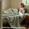 imageBedsure Cooling Sheets Rayon Derived from Bamboo ampamp Cotton Blend GentleSoft Breathable Queen Sheet Set Deep Pocket Up to 18 Inches Hotel Luxury Bedding for Hot Sleepers GreySage Green