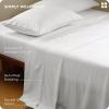 imageBedsure Cooling Sheets Rayon Derived from Bamboo ampamp Cotton Blend GentleSoft Breathable Queen Sheet Set Deep Pocket Up to 18 Inches Hotel Luxury Bedding for Hot Sleepers GreyWhite