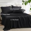 imageBedsure Deep Pocket Queen Sheets  6 Piece Prewashed UltraSoft Queen Sheet Set Fits Mattresses Up to 18 Inches Thick Breathable ampamp Secure Fit Hotel Luxury Bedding Sage GreenBlack