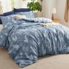 imageBedsure Duvet Cover Queen Size  Reversible Green Queen Duvet Cover Set with Zipper Closure 3 Pieces Floral Patterned Bedding Set with 8 Corner Ties and 2 Pillow Shams02  Blue Waffle No Comforter