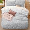 imageBedsure Duvet Cover Queen Size  Reversible Green Queen Duvet Cover Set with Zipper Closure 3 Pieces Floral Patterned Bedding Set with 8 Corner Ties and 2 Pillow Shams04  Grey No Comforter