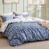 imageBedsure Duvet Cover Queen Size  Reversible Green Queen Duvet Cover Set with Zipper Closure 3 Pieces Floral Patterned Bedding Set with 8 Corner Ties and 2 Pillow Shams05  Infinity Blue No Comforter