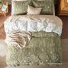 imageBedsure Duvet Cover Queen Size  Reversible Green Queen Duvet Cover Set with Zipper Closure 3 Pieces Floral Patterned Bedding Set with 8 Corner Ties and 2 Pillow Shams05  Olive Green No Comforter