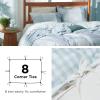 imageBedsure Duvet Cover Queen Size  Reversible Green Queen Duvet Cover Set with Zipper Closure 3 Pieces Floral Patterned Bedding Set with 8 Corner Ties and 2 Pillow Shams02  Blue No Comforter