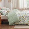 imageBedsure Duvet Cover Queen Size  Reversible Green Queen Duvet Cover Set with Zipper Closure 3 Pieces Floral Patterned Bedding Set with 8 Corner Ties and 2 Pillow Shams04  Green Floral No Comforter