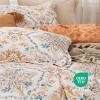 imageBedsure Duvet Cover Queen Size  Reversible Green Queen Duvet Cover Set with Zipper Closure 3 Pieces Floral Patterned Bedding Set with 8 Corner Ties and 2 Pillow Shams06  Apricot Buff No Comforter