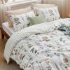 imageBedsure Duvet Cover Queen Size  Reversible Green Queen Duvet Cover Set with Zipper Closure 3 Pieces Floral Patterned Bedding Set with 8 Corner Ties and 2 Pillow Shams06  Coconut White No Comforter