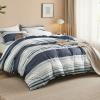 imageBedsure Duvet Cover Queen Size  Reversible Green Queen Duvet Cover Set with Zipper Closure 3 Pieces Floral Patterned Bedding Set with 8 Corner Ties and 2 Pillow Shams06  Blue No Comforter