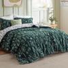 imageBedsure Duvet Cover Queen Size  Reversible Green Queen Duvet Cover Set with Zipper Closure 3 Pieces Floral Patterned Bedding Set with 8 Corner Ties and 2 Pillow Shams07  Emerald Green No Comforter