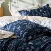 imageBedsure Duvet Cover Queen Size  Reversible Green Queen Duvet Cover Set with Zipper Closure 3 Pieces Floral Patterned Bedding Set with 8 Corner Ties and 2 Pillow Shams02  Nave Blue No Comforter
