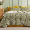 imageBedsure Duvet Cover Queen Size  Reversible Green Queen Duvet Cover Set with Zipper Closure 3 Pieces Floral Patterned Bedding Set with 8 Corner Ties and 2 Pillow Shams05  Olive Green No Comforter