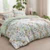 imageBedsure Duvet Cover Queen Size  Reversible Green Queen Duvet Cover Set with Zipper Closure 3 Pieces Floral Patterned Bedding Set with 8 Corner Ties and 2 Pillow Shams04  Green Floral No Comforter