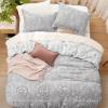 imageBedsure Duvet Cover Queen Size  Reversible Green Queen Duvet Cover Set with Zipper Closure 3 Pieces Floral Patterned Bedding Set with 8 Corner Ties and 2 Pillow Shams04  Grey No Comforter