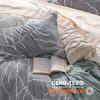 imageBedsure Duvet Cover Queen Size  Reversible Green Queen Duvet Cover Set with Zipper Closure 3 Pieces Floral Patterned Bedding Set with 8 Corner Ties and 2 Pillow Shams03  GreyIvory No Comforter