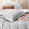 imageBedsure Duvet Cover Queen Size  Reversible Green Queen Duvet Cover Set with Zipper Closure 3 Pieces Floral Patterned Bedding Set with 8 Corner Ties and 2 Pillow Shams04  Grey No Comforter