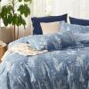 imageBedsure Duvet Cover Queen Size  Reversible Green Queen Duvet Cover Set with Zipper Closure 3 Pieces Floral Patterned Bedding Set with 8 Corner Ties and 2 Pillow Shams02  Blue Waffle No Comforter