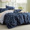 imageBedsure Duvet Cover Queen Size  Reversible Green Queen Duvet Cover Set with Zipper Closure 3 Pieces Floral Patterned Bedding Set with 8 Corner Ties and 2 Pillow Shams02  Nave Blue No Comforter