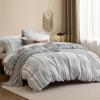 imageBedsure Duvet Cover Queen Size  Reversible Green Queen Duvet Cover Set with Zipper Closure 3 Pieces Floral Patterned Bedding Set with 8 Corner Ties and 2 Pillow Shams05  Formal Grey No Comforter