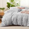 imageBedsure Duvet Cover Queen Size  Reversible Green Queen Duvet Cover Set with Zipper Closure 3 Pieces Floral Patterned Bedding Set with 8 Corner Ties and 2 Pillow Shams04  Grey No Comforter