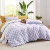 imageBedsure Duvet Cover Queen Size  Reversible Green Queen Duvet Cover Set with Zipper Closure 3 Pieces Floral Patterned Bedding Set with 8 Corner Ties and 2 Pillow Shams07  Purple Checkered No Comforter