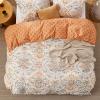 imageBedsure Duvet Cover Queen Size  Reversible Green Queen Duvet Cover Set with Zipper Closure 3 Pieces Floral Patterned Bedding Set with 8 Corner Ties and 2 Pillow Shams06  Apricot Buff No Comforter