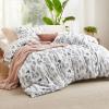 imageBedsure Duvet Cover Queen Size  Reversible Green Queen Duvet Cover Set with Zipper Closure 3 Pieces Floral Patterned Bedding Set with 8 Corner Ties and 2 Pillow Shams04  White No Comforter