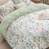 imageBedsure Duvet Cover Queen Size  Reversible Green Queen Duvet Cover Set with Zipper Closure 3 Pieces Floral Patterned Bedding Set with 8 Corner Ties and 2 Pillow Shams04  Green Floral No Comforter