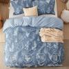 imageBedsure Duvet Cover Queen Size  Reversible Green Queen Duvet Cover Set with Zipper Closure 3 Pieces Floral Patterned Bedding Set with 8 Corner Ties and 2 Pillow Shams02  Blue Waffle No Comforter