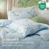 imageBedsure Duvet Cover Queen Size  Reversible Green Queen Duvet Cover Set with Zipper Closure 3 Pieces Floral Patterned Bedding Set with 8 Corner Ties and 2 Pillow Shams03  Aqua Blue No Comforter
