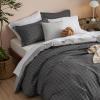 imageBedsure Duvet Cover Queen Size  Reversible Green Queen Duvet Cover Set with Zipper Closure 3 Pieces Floral Patterned Bedding Set with 8 Corner Ties and 2 Pillow Shams04  Dark Grey No Comforter