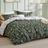 imageBedsure Duvet Cover Queen Size  Reversible Green Queen Duvet Cover Set with Zipper Closure 3 Pieces Floral Patterned Bedding Set with 8 Corner Ties and 2 Pillow Shams05  Bronze Green No Comforter