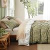 imageBedsure Duvet Cover Queen Size  Reversible Green Queen Duvet Cover Set with Zipper Closure 3 Pieces Floral Patterned Bedding Set with 8 Corner Ties and 2 Pillow Shams05  Olive Green No Comforter
