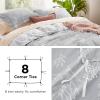 imageBedsure Duvet Cover Queen Size  Reversible Green Queen Duvet Cover Set with Zipper Closure 3 Pieces Floral Patterned Bedding Set with 8 Corner Ties and 2 Pillow Shams04  Grey No Comforter