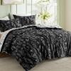 imageBedsure Duvet Cover Queen Size  Reversible Green Queen Duvet Cover Set with Zipper Closure 3 Pieces Floral Patterned Bedding Set with 8 Corner Ties and 2 Pillow Shams05  Black No Comforter